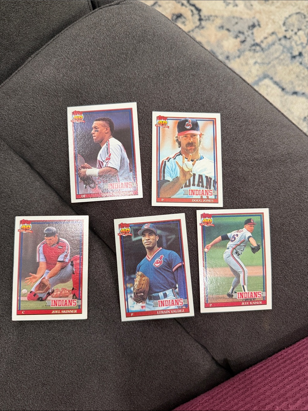 Cleveland Indians Baseball Card Lot - Vintage Team Cards - Gray and Red Accents